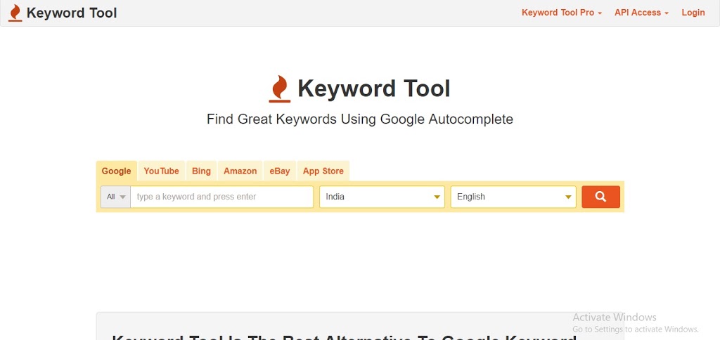keywordtool.io keyword research tools