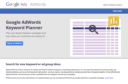 google keyword planner tools for seo