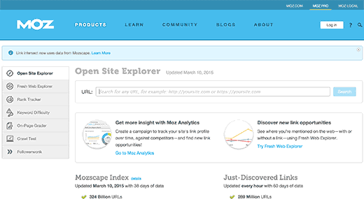 moz open site explorer tools for da checker