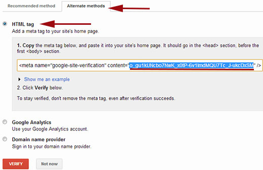 google webmaster website verify ownership