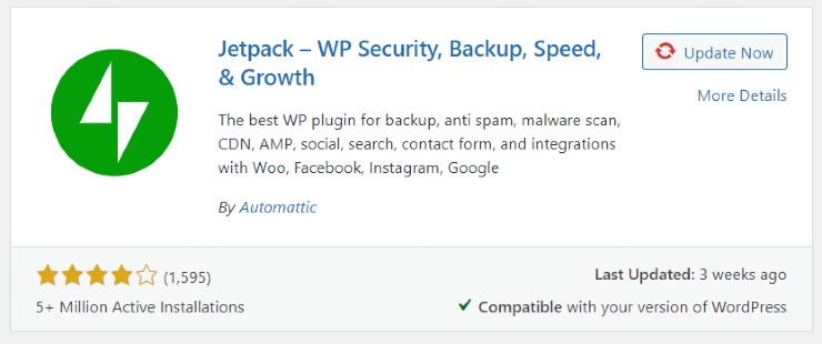Jetpack wp security backup plugin