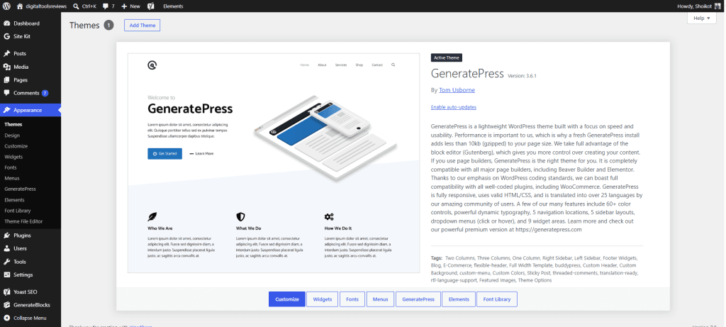 generatepress themes