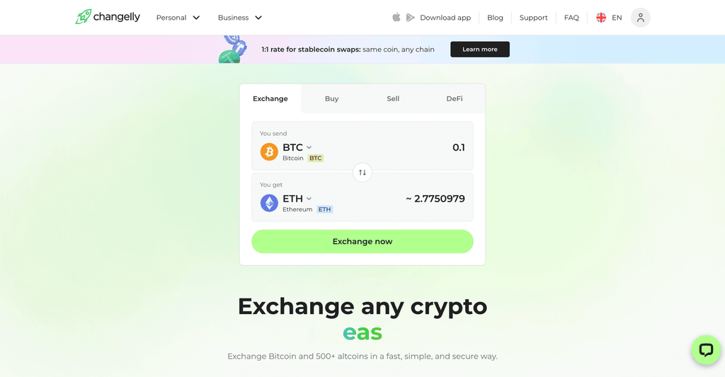 Changelly crypto exchange without KYC