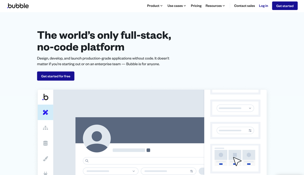 bubble no code blog website development tools